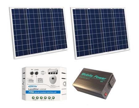 Kit Panel Solar 60W x2 + Regulador 10A + Conversor 12V/220v
